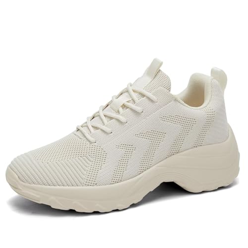 Image of Womens Walking Shoes Arch Support Non Slip Work Lace up Sneakers Breathable Lightweight Comfort Wedge Platform