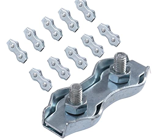 KATSU Duplex Klemme 10 Stück 6mm Edelstahl Drahtseilklemme Clips Bolt Poly Kabelklemme Elektrozaungelenk Electric Fencing Zaunverbinder Verbinden 667271