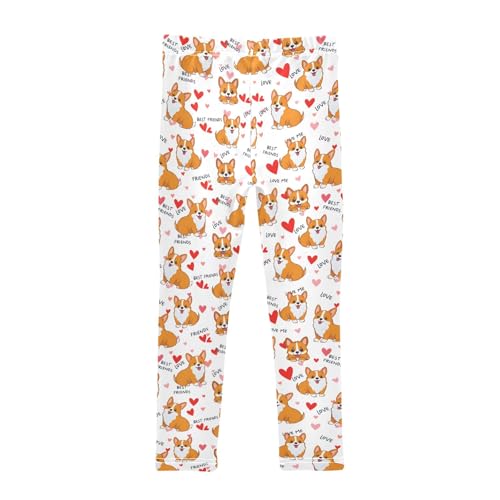 senya Girls Printed Leggings Yoga Pants Corgi Heart Pattern for Kids in 4t to 10 Years, 4T2
