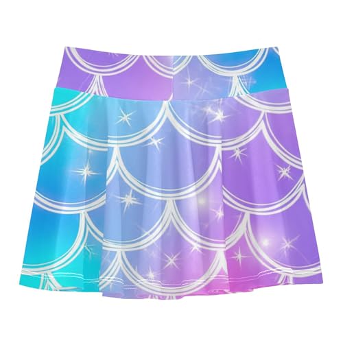 Kids Tennis Skirts Teal Purple Pink Mermaid Girls' Shorts Athletic Skorts Dance Golf Teen Cheer 4t2