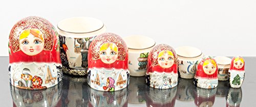 Russian Nesting Doll - Village Scenes - Hand Painted In Russia - Traditional Matryoshka Babushka (Scene E, 6.75``(5 Dolls In 1)) #TOP5