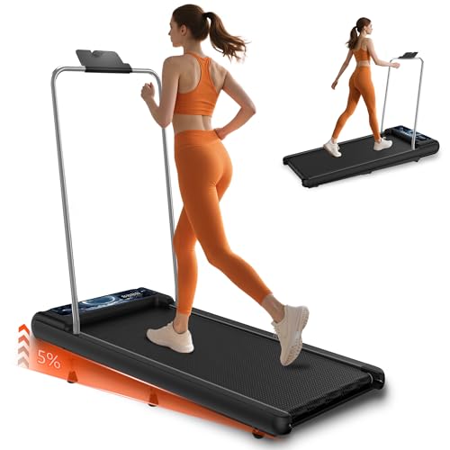 Image of Walking Treadmill Pad with 8% Incline, Portable Walking Treadmill Under Desk with Handle Bar 2.5HP for Home and Office 265Lbs Weight Capacity with LED Display APP