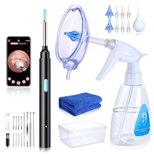 2 in 1 Ear Wax Removal Tool kit,Ear Cleaner Kit,Ear Flushing Kit for Adults Dog Cat Ear Cleaning Kit,Ear Irrigation Kit Ear Cleaner with Camera