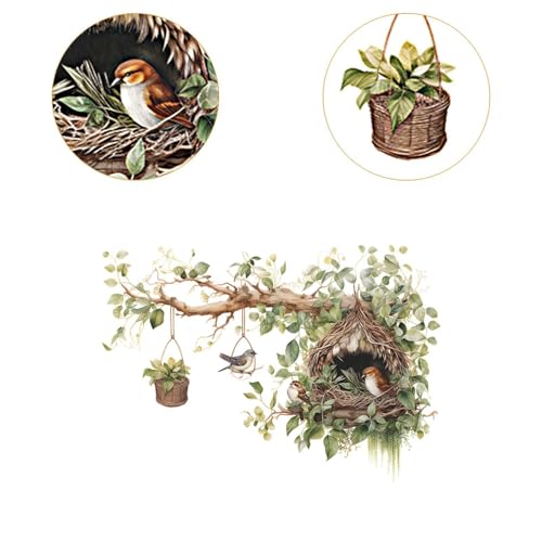 Kuntesetty 2x Adesivos de Parede Decalques de Parede Galhos e de Pássaro Instalação Simples Decoraçã