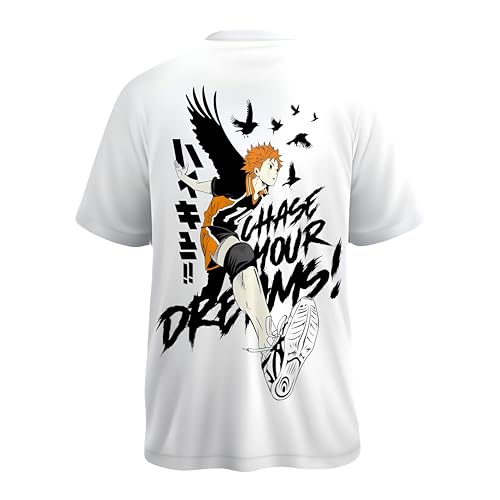 Image of Yume Shoyo Hinata Oversized T‑Shirt | 240 GSM Heavyweight Cotton | White Anime Tee | Haikyuu! Streetwear | Unisex