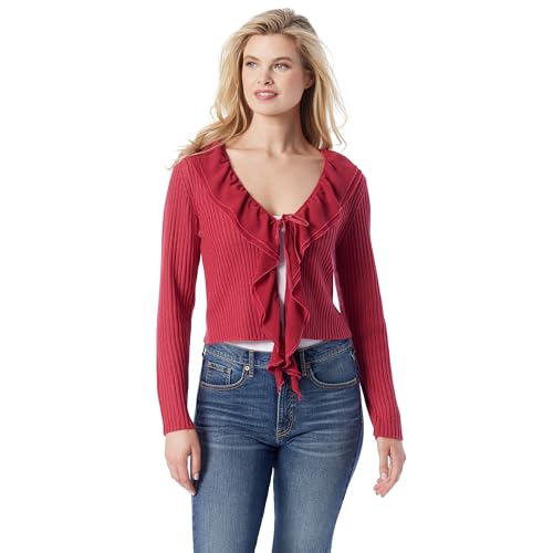 Jessica Simpson Women's Aurier Ruffle Trim Tie Front Cardigan Standard