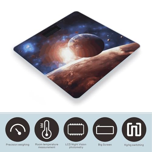 Báscula digital para baño con fondo espacial y pantalla grande miniatura 3