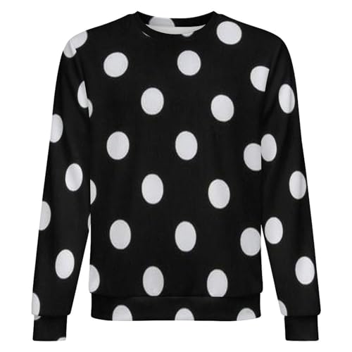 Black & White Big Dot Print Loose Fitting Pullover Sweater Soft, Warm, and Comfortable4