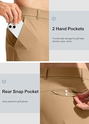 Image of Pudolla Men's Golf Pants Stretch Work Dress Comfy Pants 30 inch /32 inch /34 inch Lightweight Quick Dry Casual Slacks Trousers with Pockets