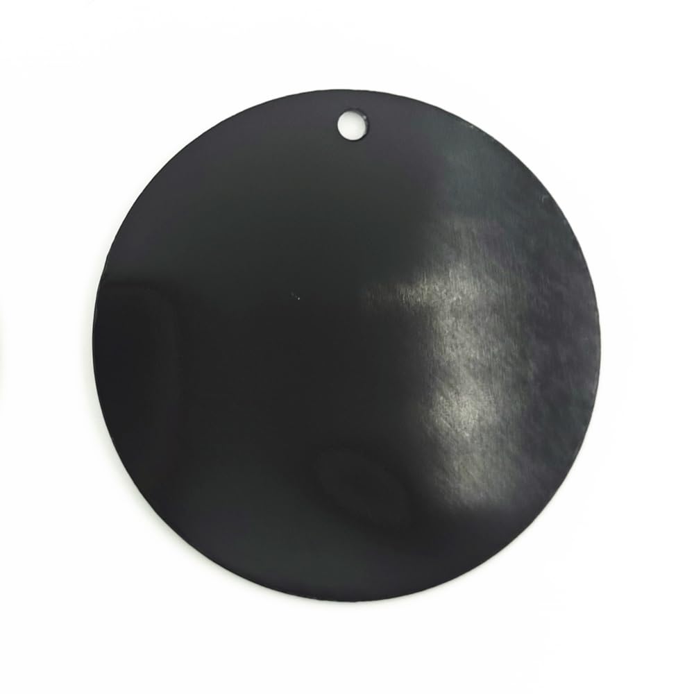 GazeKu Blank Stamping Tags, W/Hole, Anodized Aluminum Tags 20 pcs 1.96 Inch Round .063 Inch (14 Ga.) (Black)