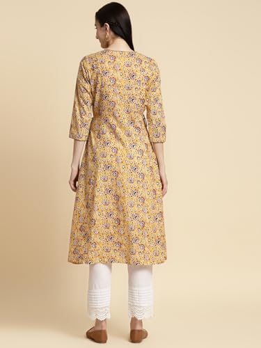 Image of rangita Women's Cotton Relaxed Fit Flared Calf Length Printed Kurti | Kurta