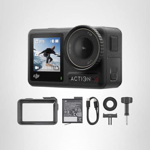 DJI Osmo Action 4 Essential Combo, 4K/120fps Waterproof Action Camera with a 1/1.3-Inch Sensor, Stunning Low-Light Imaging,10-bit & D-Log M Color Performance, Long-Lasting 160 Mins, Outdoor Camera