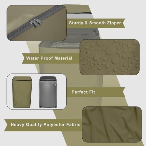 Image of Star Weaves Top Load Washing Machine Cover for Whirlpool 9.5 kg Fully-Automatic Top Loading 360 Bloomwash Pro, Beige
