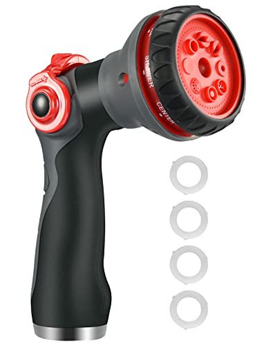 Hose Nozzle Sprayer Heavy Duty, Garden Hose Nozzle Sprayer Thumb Control to Switch for Easy Water Control, 8 Spray Patterns Water Hose Nozzle, Spray Nozzles for Garden Hose/Garden/Car Wash/Pet Shower