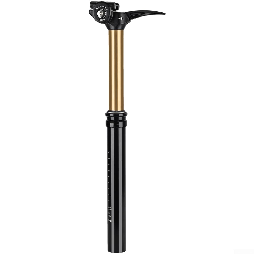 Hydraulische Dropper Sattelstütze aus Aluminiumlegierung, 27,2/30,9/31,6 mm, mit Doppelbolzenklemme für Berg, Downhill und E-Bikes, Schwarz