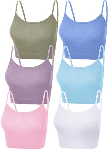 SATINIOR 6 Pack Women Crop Tops Cropped Tank Top Bundle Sleeveless Spaghetti Strap for Sports Yoga