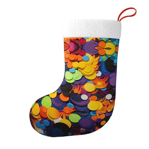 Calcetines decorativos de Navidad con patrón decorativo de color (diseño de doble cara), bolsa de regalo adecuada para decoración familiar de vacaciones, color negro, talla única más alta