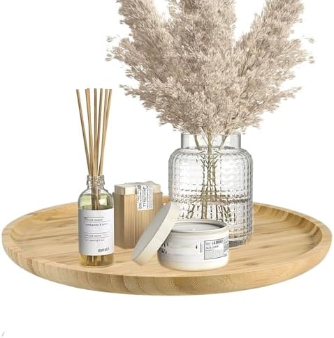 Round Bamboo Decorative Tray,Bamboo Wood Serving Platter Bamboo B...