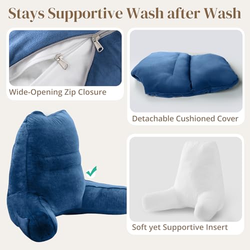 Image of Sasttie Reading Pillow for Bed, Back Pillow for Sitting Up, Navy