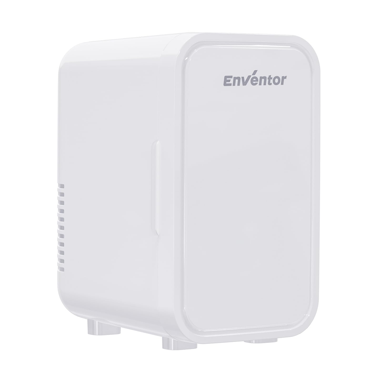 Enventor Mini Kühlschrank, 6 Liter/8 Dosen, AC+12V DC-Stromversorgung, Tragbarer Kühler und Wärmer, Kleiner Kühlschrank für Schlafzimmer, Auto, Hautpflege, Obst und Getränke, Weiß