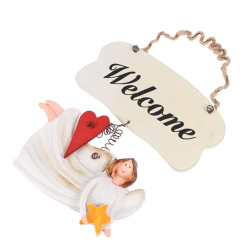 Holibanna Letrero Colgante De Madera Estilo Europeo Bienvenida para Decoración De Puerta Cartel De Hadas Adorno Colgante De Madera para Entrada y Hogar