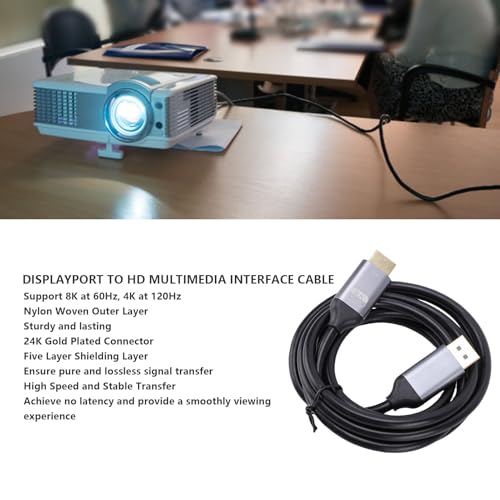 Cable DisplayPort a HDMI de alta velocidad con conectores resistentes de 1,8 M 2