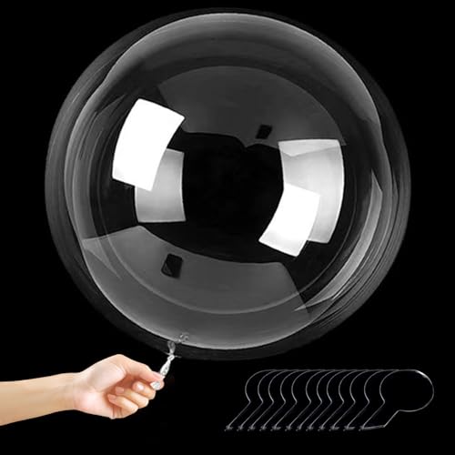 16 Piezas Globos de Burbuja Transparentes, 24 Pulgadas Grandes de Bobo Reutilizables para Helio, Fiestas, Bodas y Cumpleaños