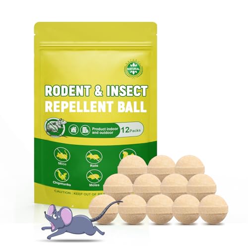 Rodents and Mice Repeller, Peppermint Oil Balls for Rodents, 12 Packs Rat Repellent for Mice,...
