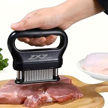 ZXZ Meat Tenderizer Tool - 48 Ultra Sharp Stainless Steel Needle Blades, Ideal for Kitchen, BBQ & Marinade Tenderizing Black