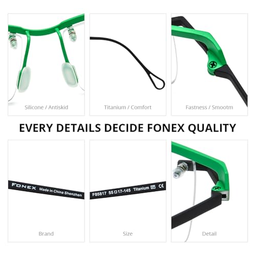 Image of FONEX Pure Titanium Glasses Frame Men Semi Rimless Square Eyeglasses Eyewear DTX416