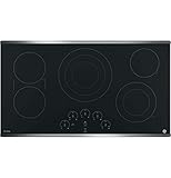 Best Electric Cooktops Black Friday & Cyber Monday 4 GE PP9036SJSS 36 Inch Electric Cooktop with 5 Radiant, Bridge SyncBurners, 6'/9'/12 Inch Tri-Ring, 5'/8 Inch Power Boil Element, Red LED Touch Controls, ADA Compliant Fits Guarantee