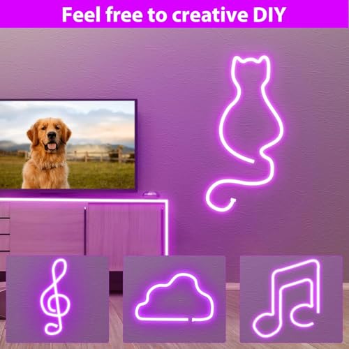 Image of Lamomo LED Neon Lights Purple, 12V 0.39In /Cut Silicone Waterproof DIY Led Strip Lights for Bedroom Indoor Outdoor Decoration(Power Adapter not Included)