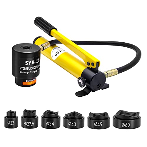 Bonvoisin 油圧パンチャー 手動穴あけパンチ 15トン ステンレス鋼 鉄板 工事 建築 工業 金型付き (SYK-15B（22~60mm）)