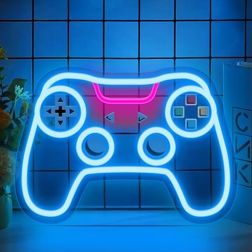 Gamer Neon Sign for Game Room Decor, UV Printed Gamepad Shaped Neon Light Up Sign Dimmable Led Video Games Neon Gaming Sign for Kids Boys Gamer Room Playroom Birthday Party Christmas Gifts