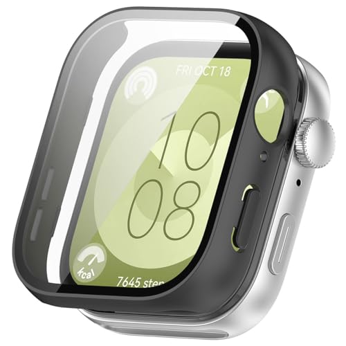 Miimall �Ή�Huawei Watch Fit 3�p�P�[�X �K���X�t�B���� 3D�S�ʕی�P�[�X PC�ގ��t���[�� �����ȒP �������� �ϏՌ� �w��h�~ �h���h�ܖh�� �ώC�� �����x�^�b�` �t�@�[�E�F�C�t�B�b�g3 �P�[�X �K���X�t�B���� ��̌^ �i�u��