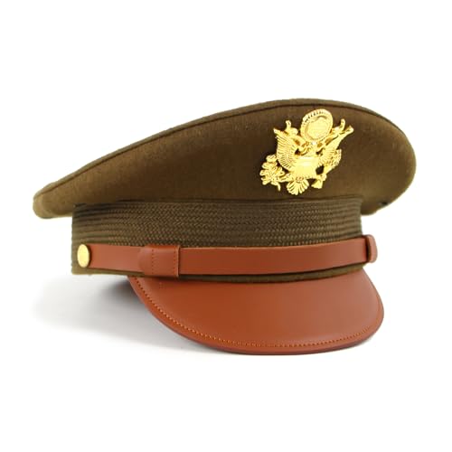 Chapeau d'officier américain laine écrasée Seconde Guerre mondiale avec badge aigle