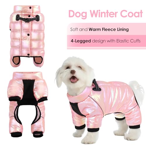 AOFITEE wasserdichte Hundemantel, Winter Warme Hundejacke für Kleine Mittel Hunde, Winddichte Hunde Wintermantel mit Reflektierender Streifen und Reißverschluss, Hund Schneeanzug mit Fleece