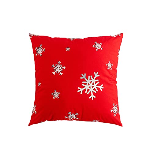 Linnovo Christmas Red Throw Pillow Covers Decorative Velvet Cushion Covers For Home Sofa Couch Bed Holiday Winter Pillow Case Snowflake Gradient Color 18X18, Set Of 2, Invisible Zipper #TOP4