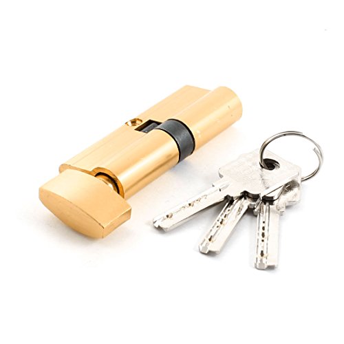 Image of Aexit Home Hardware Padlocks & Hasps Gold Tone Metal Room Door Handle Lock Core w Keyed Padlocks 3 Keys