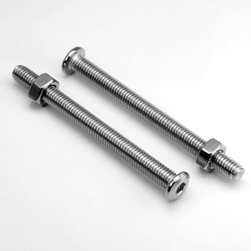 (8 pcs) M8 x 80mm Flat Round Hexagon Socket Head Screws Bolts and Nuts Set 304 Stainless Steel 18-8, Silver, M8x80mm (8 Pieces) - Image 4