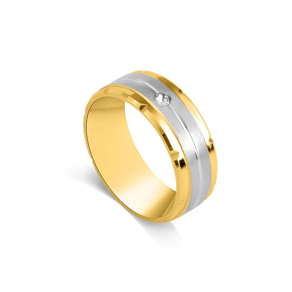 Splendid Gold & Silver Color Band Ring for Men (Size - 9) - Waterproof & Anti Tarnish Men's Accessories | Jewellery for Boys & Men | Birthday, Anniversaries Gift for Men & Boys-image-35