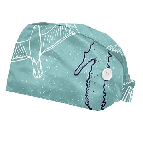 Chapeaux de travail respirants et ajustables avec motifs marins 2pcs