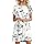 PLOKNRD Robe D'été Femme Manches Pétales T Shirt Robe A-Line Casual Robe col Rond Décontractée Chic et Elegant Robes(Fleurs Blanches,M