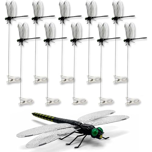 WRSFXV 2026 New Dragon Fly Clips 3D Artificial Dragonfly Hat Clip Dragonfly Garden Decorr (10PCS)