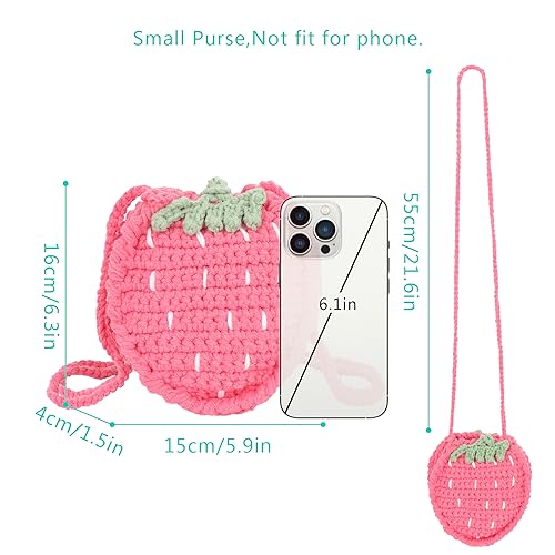 Image of Minache Women Mini Fruit Knitting yarn Crochet Crossbody Shoulder Bag Coin Purse