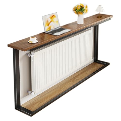 Estante para cubierta de radiador, mesa consola estrecha para espacios pequeños, estructura de madera y metal duradera para sala de estar, entrada, pasillo