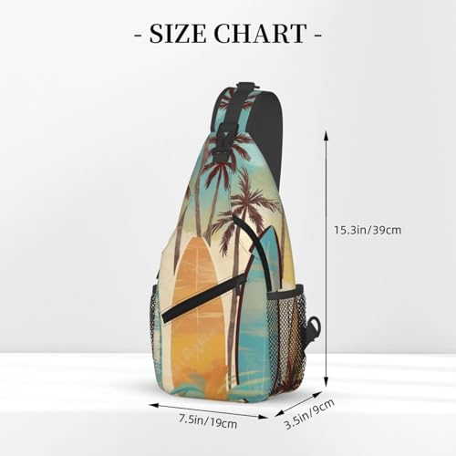 Bolso cruzado Surfboard Palm Tree para hombre y mujer miniatura 3