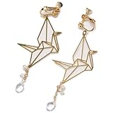 おめでたいモチーフとされる鶴のロング イヤリング ニッケルフリー ゴールド 66mm 縦長ライン効果で顔回りをシャープに 和装にはもちろん お洋服に合わせても シンプル 日本製 エンプレットベール