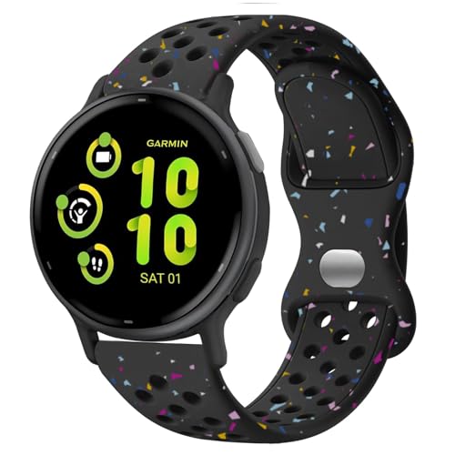 Correa de silicona negra para Garmin 20 mm miniatura 1