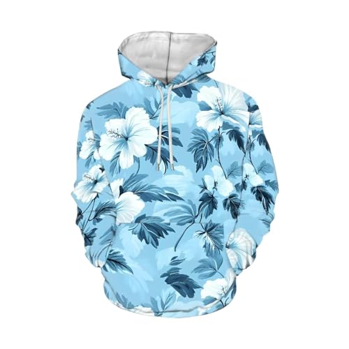 Image of Forchrinse Green Palm Tree Sea Beach Mens Hoodies Pullover Long Sleeve Fleece Hoodie Cozy Sport Casual Outwear